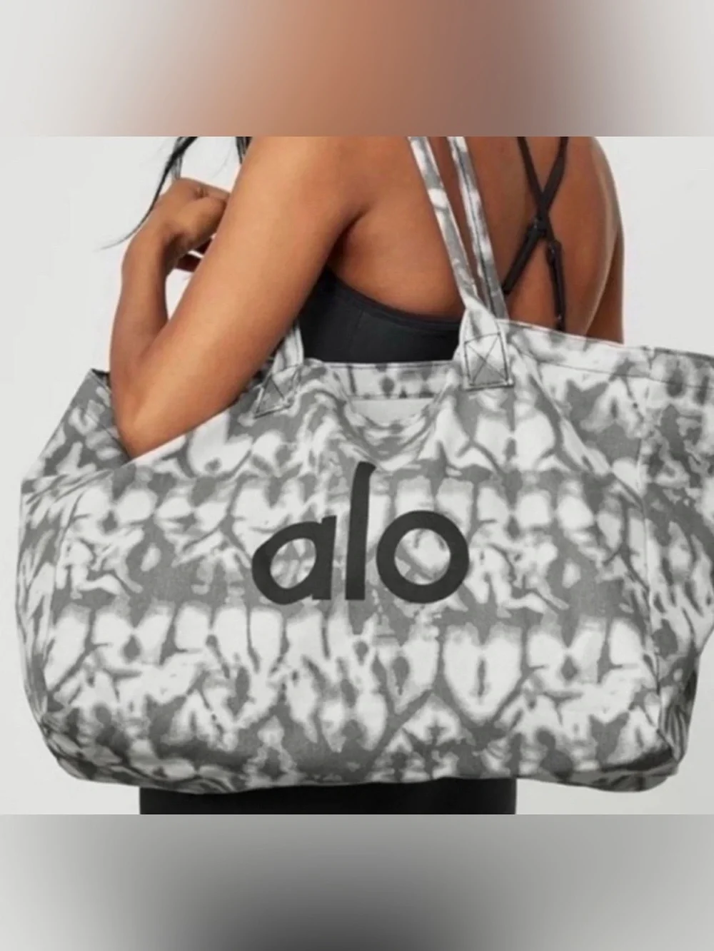 ALO Yoga Gray Tie-Dye Tote - Large Canvas Weekend Bag